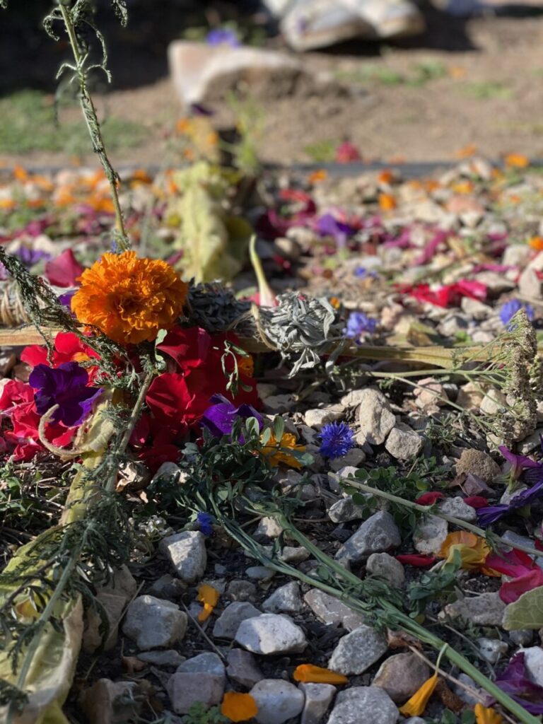 flowers on an altar